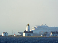New Dungeness  LH with cruise ship passing
